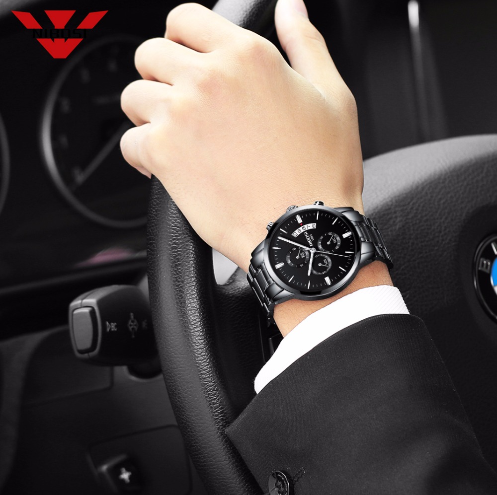 NIBOSI Stainless Steel Black Q - огляд і ціна Luxury Watch Top 10