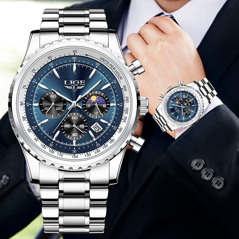 LIGE Brand Luxury Quartz Man W - огляд і ціна Luxury Watch Investment