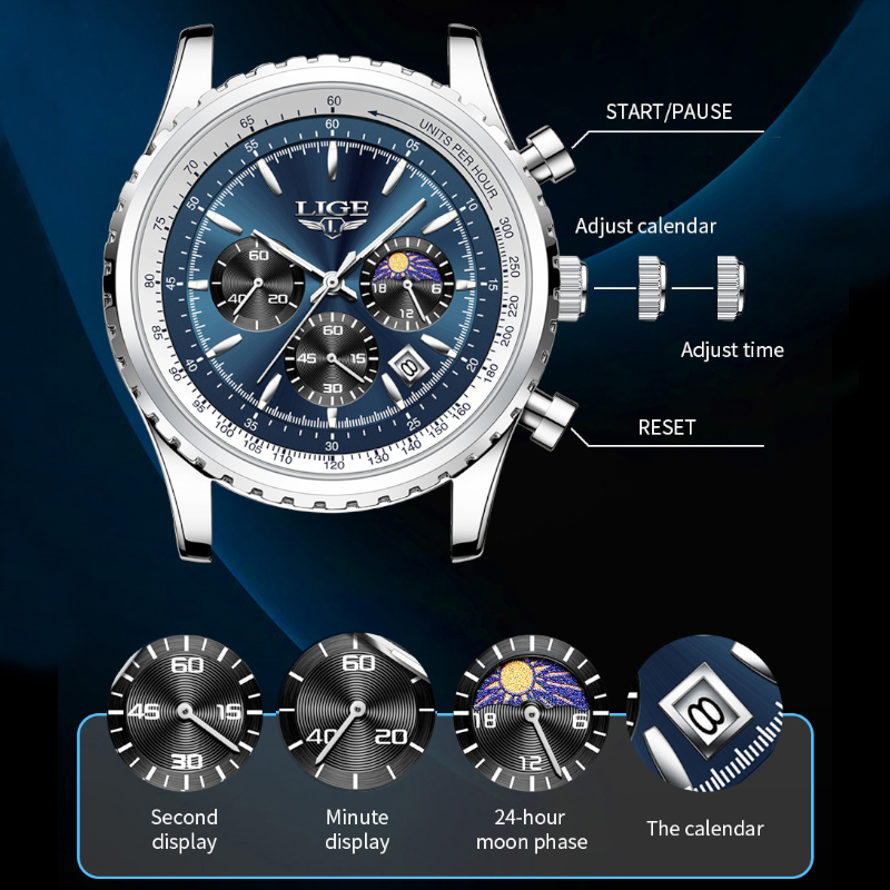 LIGE Brand Luxury Quartz Man W - огляд і ціна Luxury Watch Investment